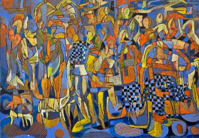 Painting of city scene