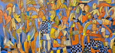 Painting of city scene