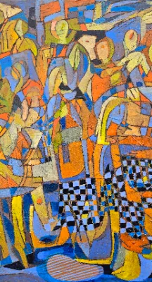 Painting of city scene