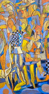 Painting of city scene