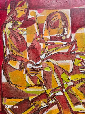 Abstract painting with bright colors