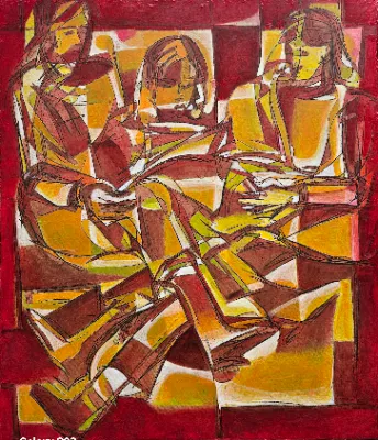 Abstract painting with bright colors