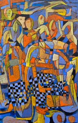 Painting of city scene