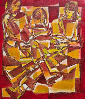 Abstract painting with bright colors