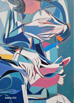 Abstract painting with bold colors