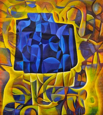 Fantasy figures in blue