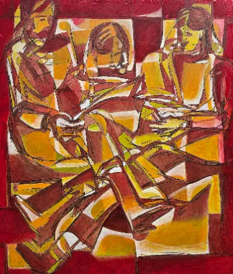 Abstract painting with bright colors
