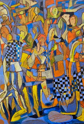 Painting of city scene
