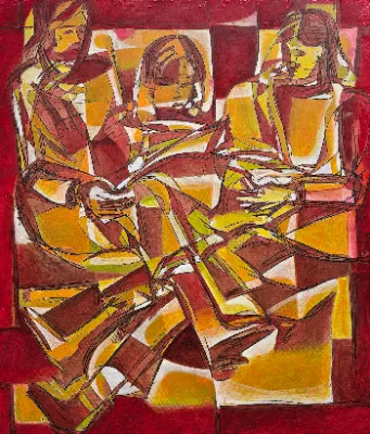 Abstract painting with bright colors
