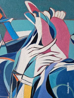 Abstract painting with bold colors