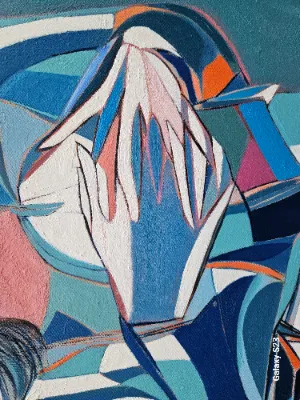Abstract painting with bold colors
