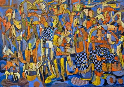 Painting of city scene