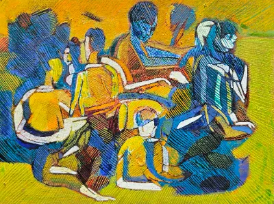 Family on beach